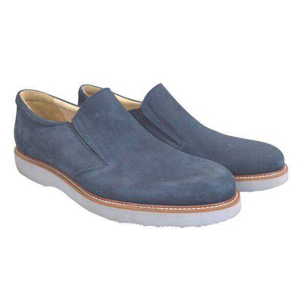 Samuel Hubbard Mens Navy Blue Suede Slip On Casual Shoes Size 9.5 Missing Insole - Picture 1 of 14